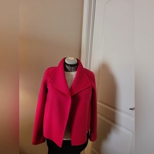 Talbot’s Woman Wool Double-Faced Wing Collar Open Jacket Solid Pink Size S
